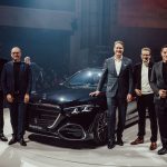 World Premiere of the new Mercedes-Benz S-Class. Stuttgart, 2026. f.l.t.r. Roger Federer, brand ambassador and 20-time Grand Slam winner | Jörg Burzer, Member of the Board of Management of Mercedes-Benz Group AG. Chief Technology Officer, Development & Procurement | Ola Källenius, Chairman of the Board of Management of Mercedes-Benz Group AG | Mathias Geisen, Member of the Board of Management of Mercedes-Benz Group AG. Sales & Customer Experience | Gorden Wagener, Chief Design Officer, Mercedes-Benz Group AG