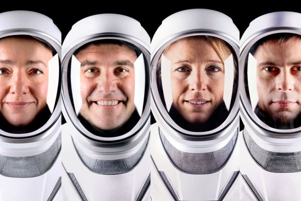 NASA’s SpaceX Crew-12 crew, from left to right, is NASA astronauts Jessica Meir and Jack Hathaway, ESA (European Space Agency) astronaut Sophie Adenot, and Roscosmos cosmonaut Andrey Fedyaev. Credit: SpaceX