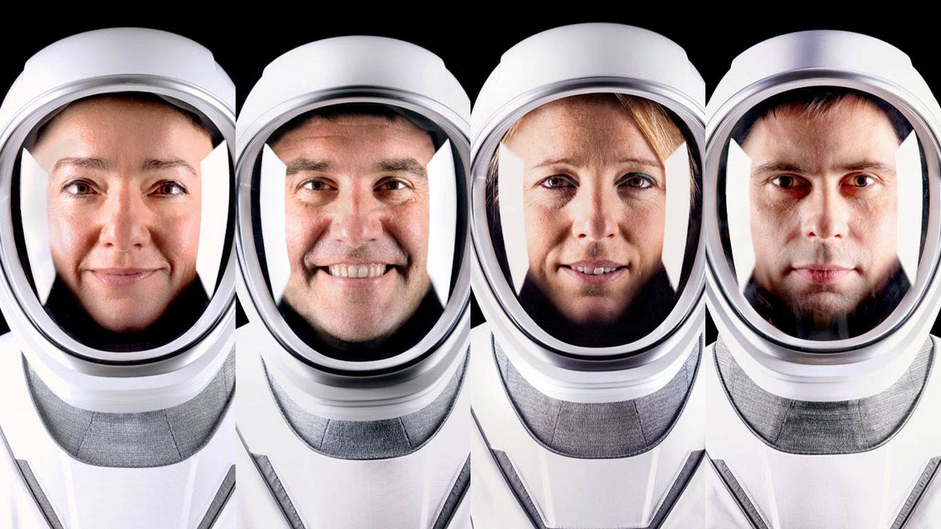 NASA’s SpaceX Crew-12 crew, from left to right, is NASA astronauts Jessica Meir and Jack Hathaway, ESA (European Space Agency) astronaut Sophie Adenot, and Roscosmos cosmonaut Andrey Fedyaev. Credit: SpaceX