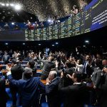 Reaction in the Chamber when the voting results were announced - Carlos Moura/Senate Press Office