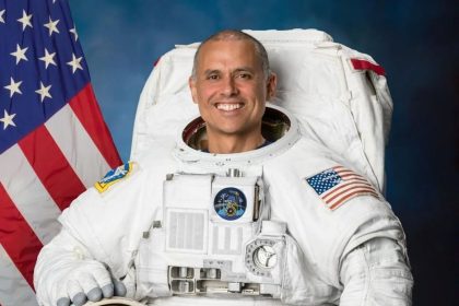 NASA astronaut and International Space Station Expedition 74/75 flight engineer Anil Menon poses for a portrait at NASA’s Johnson Space Center in Houston. NASA/James Blair